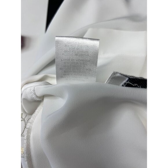 Vintage Cathy Che Blouse With Floral Embroidery & Scalloped Collar - Picture 6 of 8